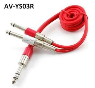 3ft Ultra Flex 1/4" TRS Stereo Plug to 2x 1/4" TS Mono Plug Red Cable