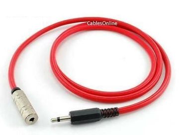 3.5mm Mono Audio Male to Female Ultra Flex Red Extension Cable