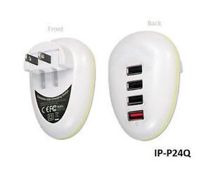 4-Port 2.5AMP USB Device, Phone, MP3, Tablet, Wall Charger w/ Folding Power Plug