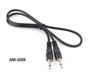 2ft Mono 3.5mm TS Audio Male to Male Black Cable