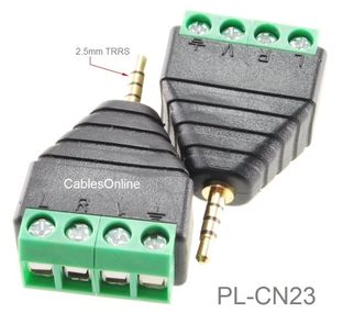 2.5mm TRRS Male Jack to AV 4-Screw Terminal Block Balun Connector