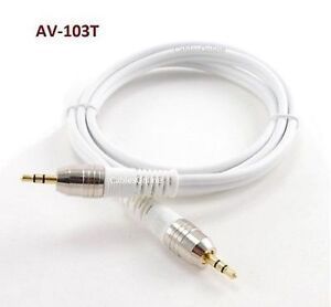 3ft 3.5mm (1/8") Stereo Audio Male to Male Silver/Gold Connector White Cable
