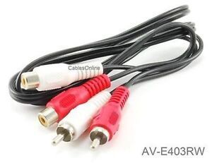 3ft 2-RCA Male to 2-RCA Female Red/White Extension Cable