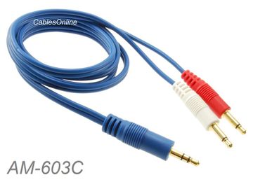3ft 3.5mm Stereo Male to 2x 3.5mm Mono Male Breakout Audio Cable