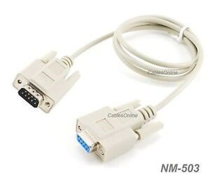 3ft DB9 Null Modem Male/Female Serial Extension Cable