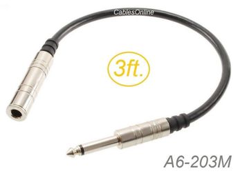3ft Premium 1/4 inch 6.3mm TS Female to Male Mono Short Audio Extension Cable