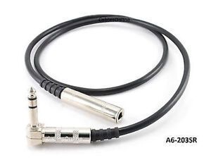 3ft Right-Angle 1/4" Stereo 6.3mm Male/Female Audio Extension Cable