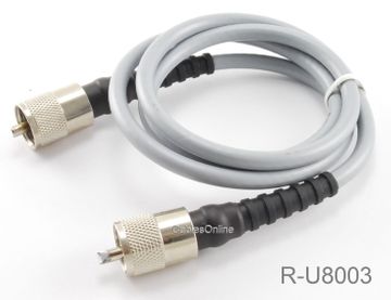 3ft RG-8/U Mini (RG8X) Coax UHF PL-259 Male/Male Grey Coax Cable
