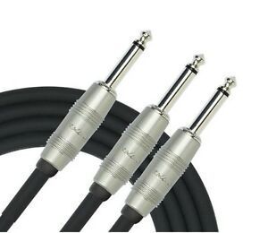 3ft Kirlin 1/4" TS Mono Male Plug to Dual 1/4" TS Mono Male Noise-Free Y-Cable