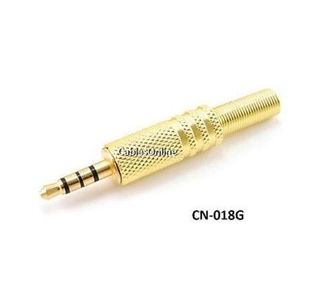 3.5mm 1/8" Stereo TRRS 4-Pole Male Gold Connector with Spring Relief
