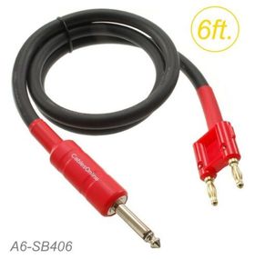 6ft Dual Banana Plug to 1/4" TS Male Pro Audio 14awg Speaker Cable