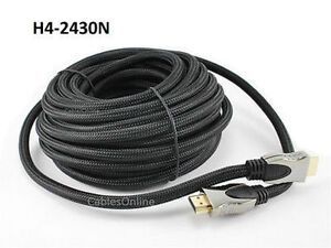 30ft High Density HDMI 1.4 Braided Sheath Net Jacket M/M 24AWG Cable w/ Ethernet