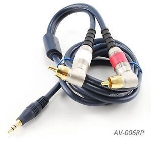 6ft 3.5mm Stereo Male to Dual RCA Male Right-Angle Plug Cable