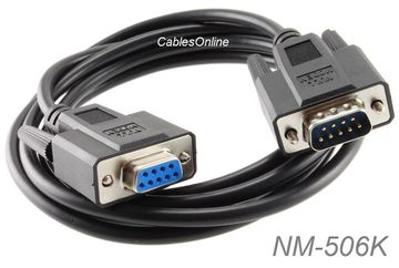 6ft DB9 Null Modem Male/Female Serial Cable, Black