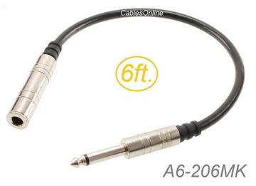 6ft Premium 1/4 inch 6.3mm TS Female to Male Mono Audio Extension Cable