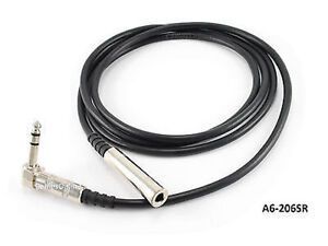 6ft Right-Angle 1/4" Stereo 6.3mm Male/Female Audio Extension Cable