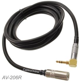 6ft Right-Angle 3.5mm Stereo Male to Female Audio Extension Cable