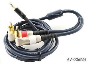 6ft Pro 3.5mm Stereo Neutrik Male to 2-RCA Male Right-Angle Plug Cable