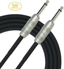 3ft. Kirlin 1/4" Mono Straight Male/Male Instrument Cable, OFC Conductor 20AWG