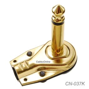 1/4" Mono TS 6.35mm Right Angle Pancake-Type Phono Metal Connector