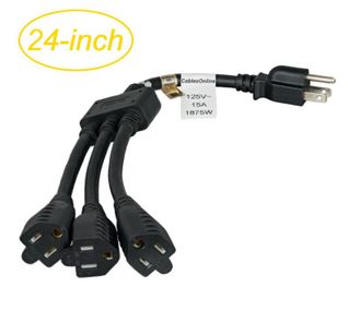 24in 3-Outlet 14AWG Power Cord Splitter (1) NEMA 5-15P to (3) NEMA 5-15R Extension
