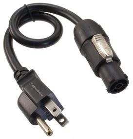 25ft 16-AWG Stage Lighting Fixture NEMA 5-15P to True1 Female PowerCon Cable