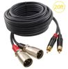 20ft 2-XLR 3C Male to 2-RCA Male Stereo Audio Cable