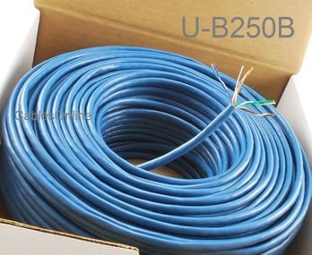 250ft Cat5e 350MHz UTP 24AWG solid pure copper, Riser Rated CMR Bulk Cable, Blue