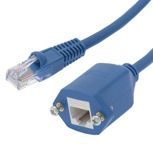 25ft CAT5e RJ45 M/F Ethernet Network Screw Panel Mount Blue Extension Cable