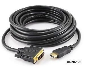 25ft DVI-D Male to HDMI Male Single Link Monitor Cable