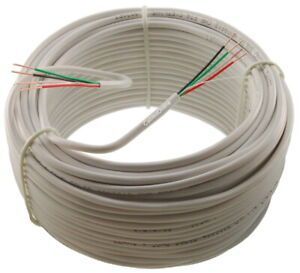 100ft 4-Conductor 22-AWG Solid Copper Security Alarm CMR FT4 Bulk Wire, White