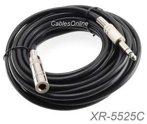 25ft 1/4" TRS Female to 1/4" TRS Male Headphone Extension Cable