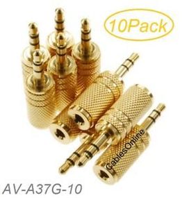 10-Pack 3.5mm Stereo TRS Male Plug to 3.5mm Mono TS Female Jack Audio Adapter