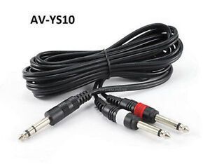 10ft 1/4" TRS Stereo Plug to Dual 1/4" TS Mono Plug Audio Cable