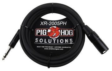 1/4" TRS Male to XLR 3-Pin Male Shielded Balanced PigHog Audio Cable