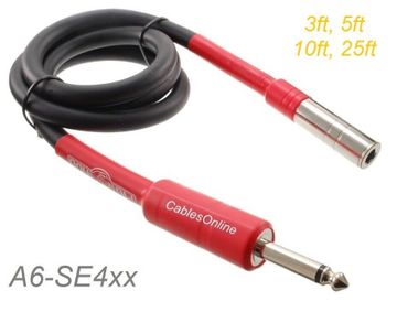 1/4" Mono TS Male to Female Speaker Audio Extension 14AWG 9.2mm OD Cable