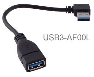 8in USB 3.0 A-Male Left-Angle to A-Female Short Extension Cable