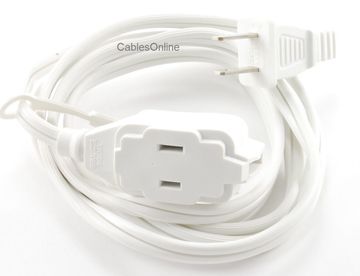 9ft 3-Outlet 2-Prong White Power Extension cable