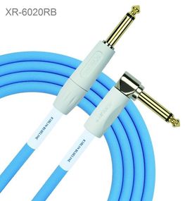 20ft Kirlin 1/4" Mono M/M Straight to Right Angle Instrument Cable, Blueline