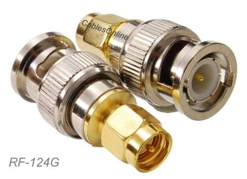 BNC Male to SMA Male 50-ohm Coaxial RF Adapter, CablesOnline RF-M124G