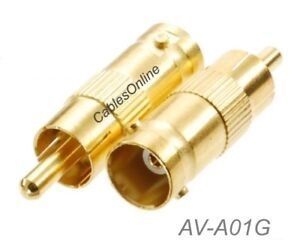 BNC Female to RCA Male Gold Plated 75ohm Coax Adapter