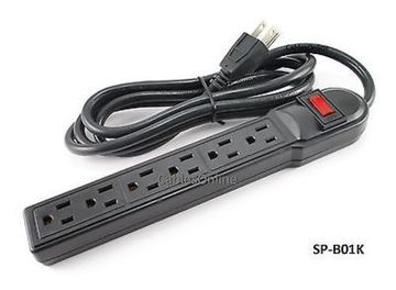 6 Outlet Surge Protector 90J / 15AMP Power Strip w/ 6ft Cable, Black