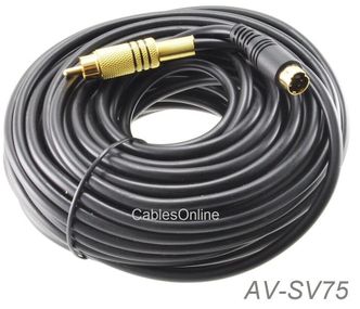 75ft Universal S-Video 4-Pin MiniDIN Male to RCA Male Video Cable 