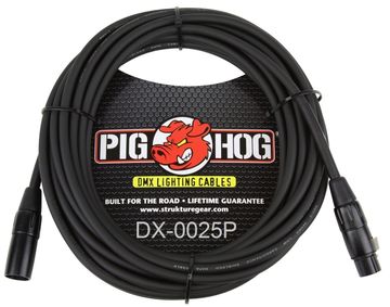 25ft Pig-Hog XLR 3-Pin M/F DMX Shielded Stage Lighting Data Cable