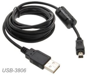 6ft USB 2.0 A to Mini-B 8-Pin Cable for Nikon Coolpix 775 and Olympus D40,C40