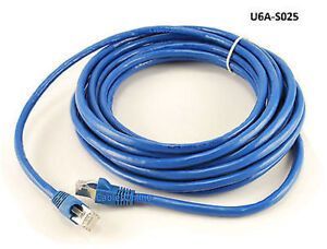 25ft Shielded CAT6A Network STP 500MHz Bare Copper Ethernet RJ45 Patch Cable