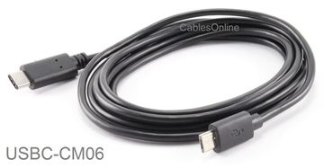 6ft USB-3.1 Type-C Male to USB-2.0 Micro-B 5-Pin Male Cable