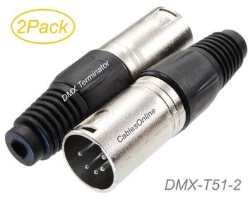 2-Pack DMX 5-Pin XLR Male 120&#937; Terminator
