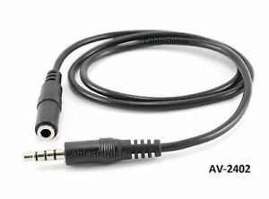 2ft 3.5mm (1/8") Stereo TRRS 4-Pole Male to Female Cable