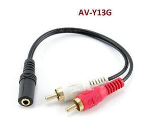 6 inch Gold Plated 3.5mm Stereo Female to 2-RCA Male Cable